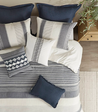 Murphy Oversized Cotton Jacquard Comforter Set with Euro Shams and Throw Pillows